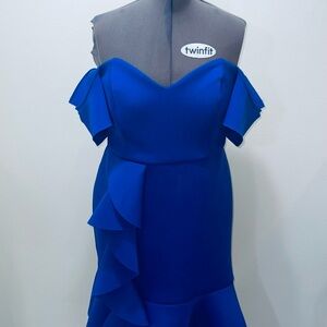 City Chic Royal Blue Ruffle Backless Dress